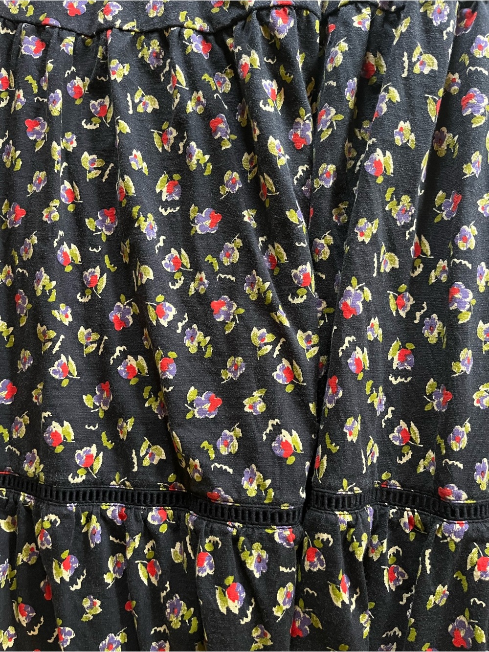 Toad&Co Black Floral Skirt Size L - Picture 2 of 6